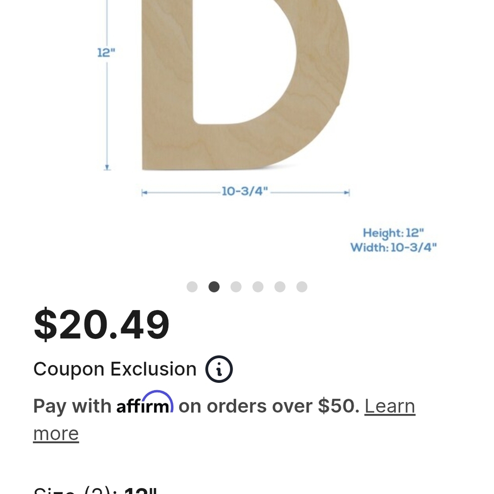 12" Wooden Craft Letters "G", "L", "D" - 3 Each, Willing To Split - Picture 4 of 4